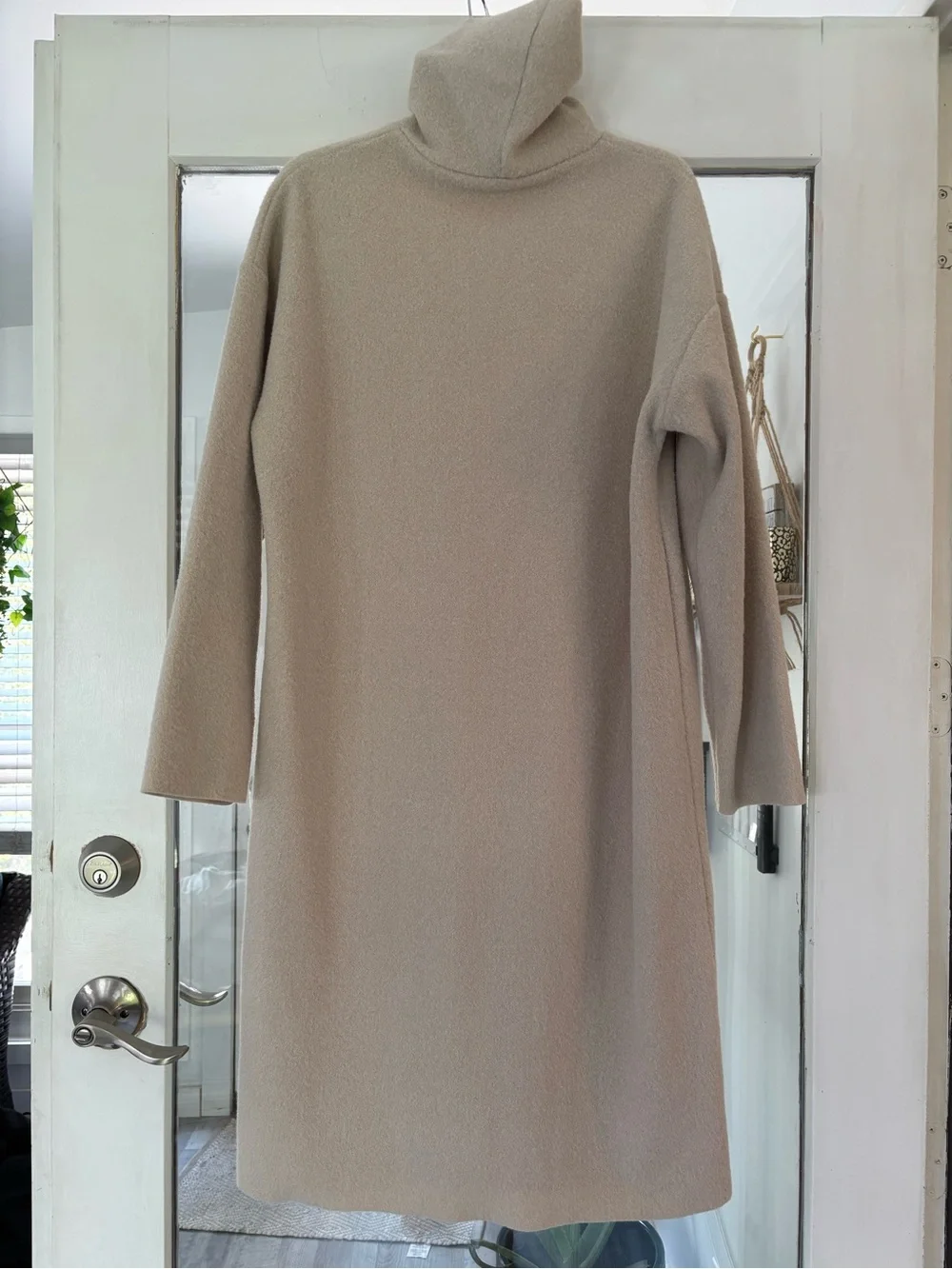 Zara Cream Midi Turtleneck Knit Dress